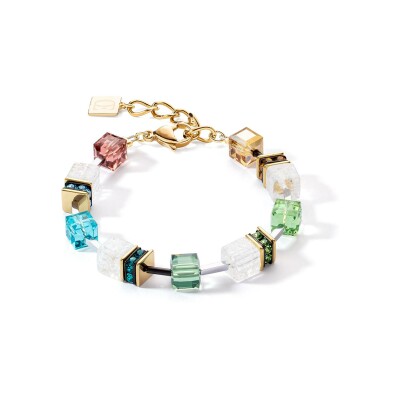 Bracelet Cœur de Lion GeoCUBE en métal doré, cristaux et strass