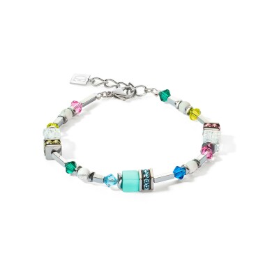 Bracelet Cœur de Lion en acier, cristal, howlite, cristal de roche, œil de tigre, hématite et strass