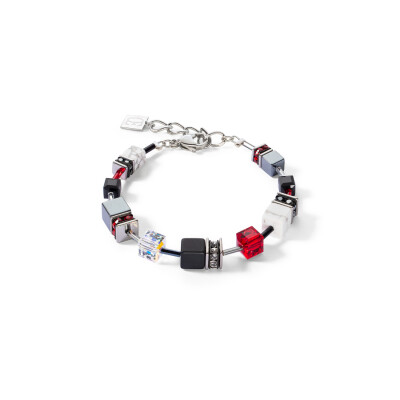 Bracelet Cœur de Lion GeoCUBE en acier, onyx, howlite, hématite, cristaux et strass