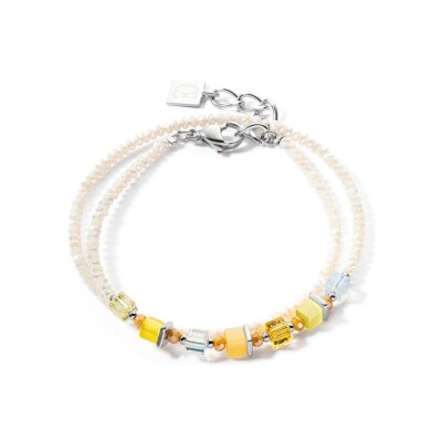 Bracelet Coeur de Lion Joyful Colours en acier, oeil de tigre, cristaux Swarovski et polaris et verre