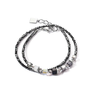 Bracelet Coeur de Lion Joyful Colours en acier, oeil de tigre, cristaux Swarovski et verre