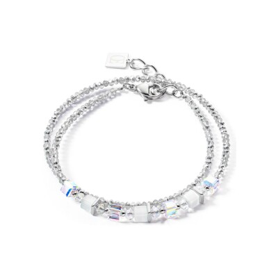 Bracelet Coeur de Lion Joyful Colours en acier, oeil de tigre, cristaux Swarovski et verre