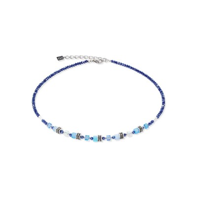 Collier Cœur de Lion en acier, cristaux Swarovski, œil de tigre, polaris, rondelle de strass et verre taillé