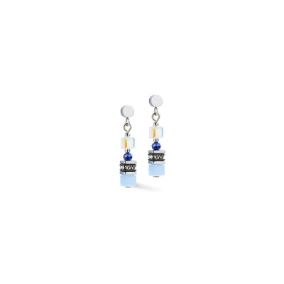 Boucles d'oreilles Cœur de Lion en acier, cristaux Swarovski, œil de tigre, polaris, rondelle de strass et verre taillé