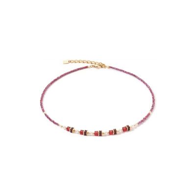 Collier Coeur de Lion Sparkling Princess en acier doré, cristaux Swarovski, strass et verre