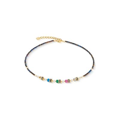 Collier Coeur de Lion Sparkling Princess en acier doré, cristaux Swarovski, strass et verre
