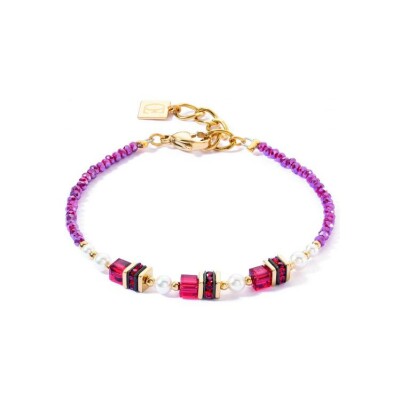 Bracelet Coeur de Lion Sparkling Princess en acier doré, cristaux Swarovski, strass et verre