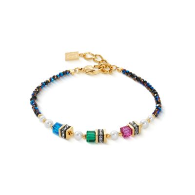Bracelet Coeur de Lion Sparkling Princess en acier doré, cristaux Swarovski, strass et verre