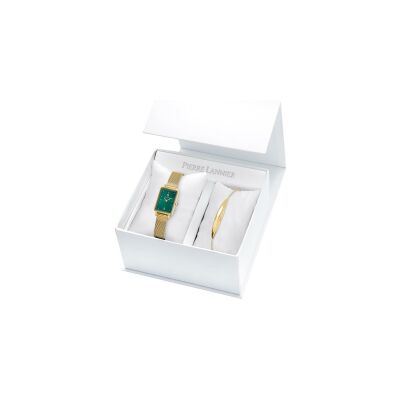 Coffret de montre Pierre Lannier Ariane 457F572 et bracelet acier doré