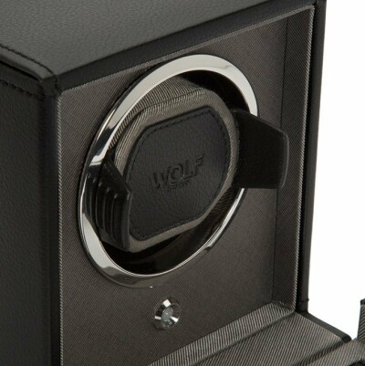 Remontoir pour montre automatique Wolf 1834 en cuir vegan  noir