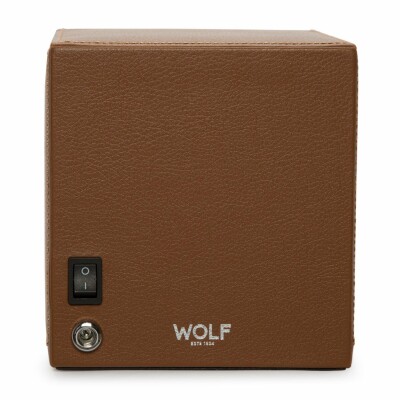 Remontoir pour montre automatique Wolf 1834 en cuir vegan cognac