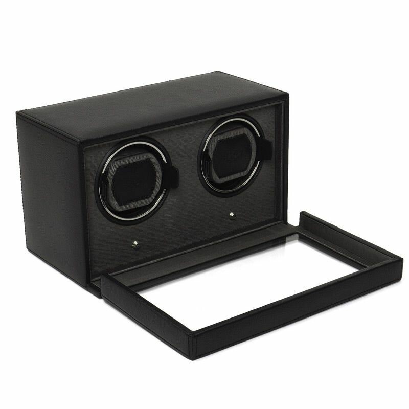 Wolf 1834 automatic watch winder, black leather