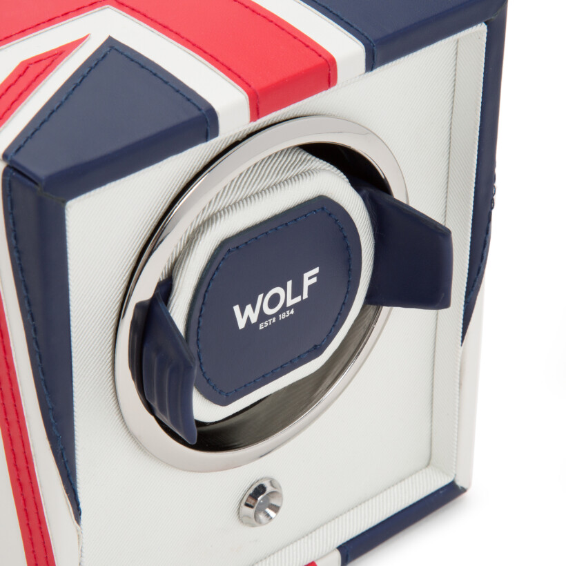 Remontoir pour montre automatique Wolf 1834 Navigator en cuir vegan couleur drapeau UK