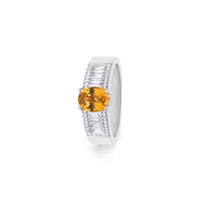 Bague Traviata en or blanc, saphir jaune et diamants