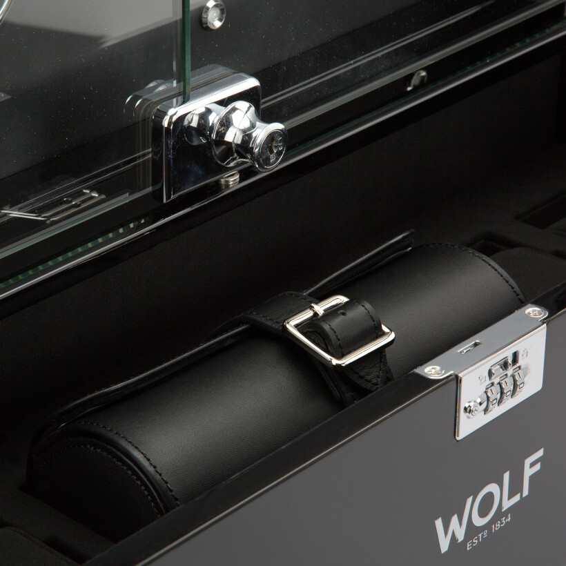 Remontoir pour 12 montres automatiques Wolf 1834 Regent en bois noir piano / noir mat