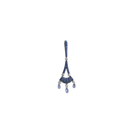 Pendentif Isabelle Barrier en or blanc, saphir et diamants naturels