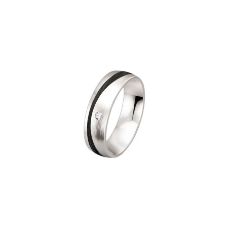 Alliance Breuning en or blanc, carbone et diamant