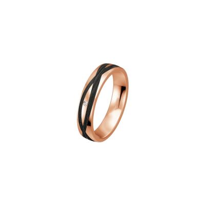 Alliance Breuning en or rose, carbone et diamant