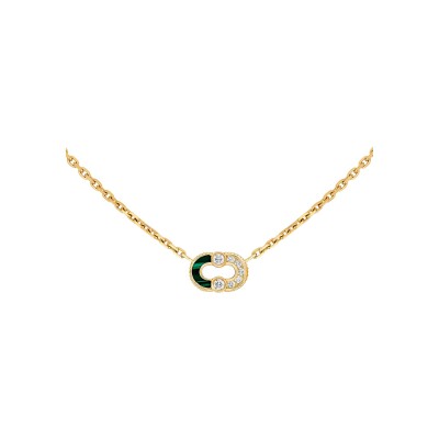 Collier Viltier Magnetic en or jaune, malachite et diamants