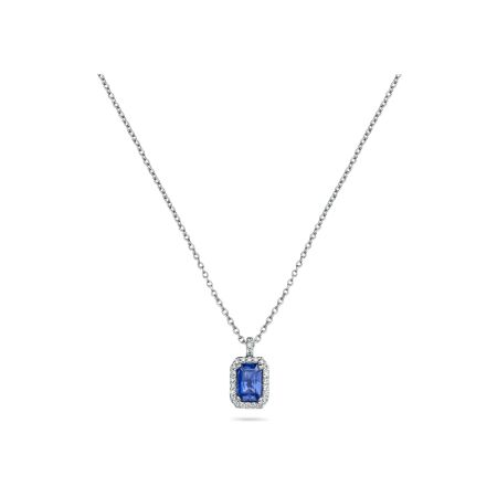 Doux pendant, white gold, blue sapphire and diamonds