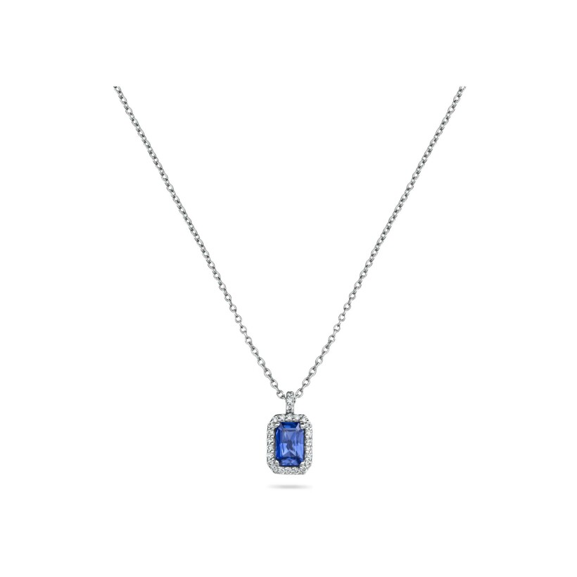 Doux pendant, white gold, blue sapphire and diamonds