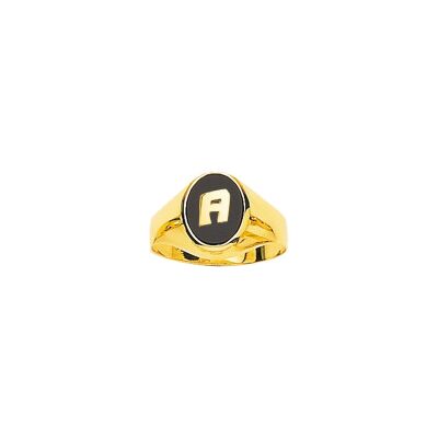 Chevalière en or jaune et onyx