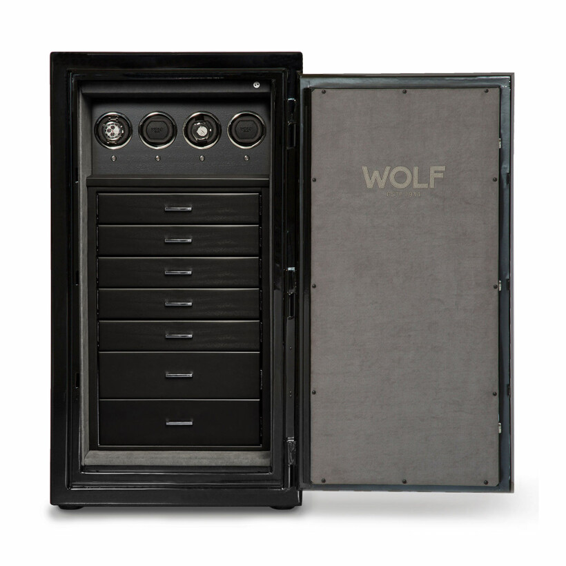 Coffre de rangement avec 4 remontoirs pour montres automatiques Wolf 1834 Atlas en titane noir