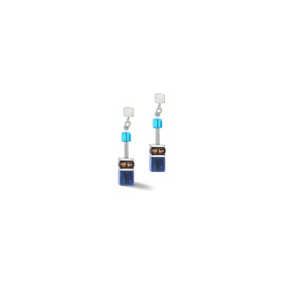 Boucles d'oreilles Coeur de Lion GeoCUBE Iconic Precious en acier, sodalite, cristaux Swarovski et strass