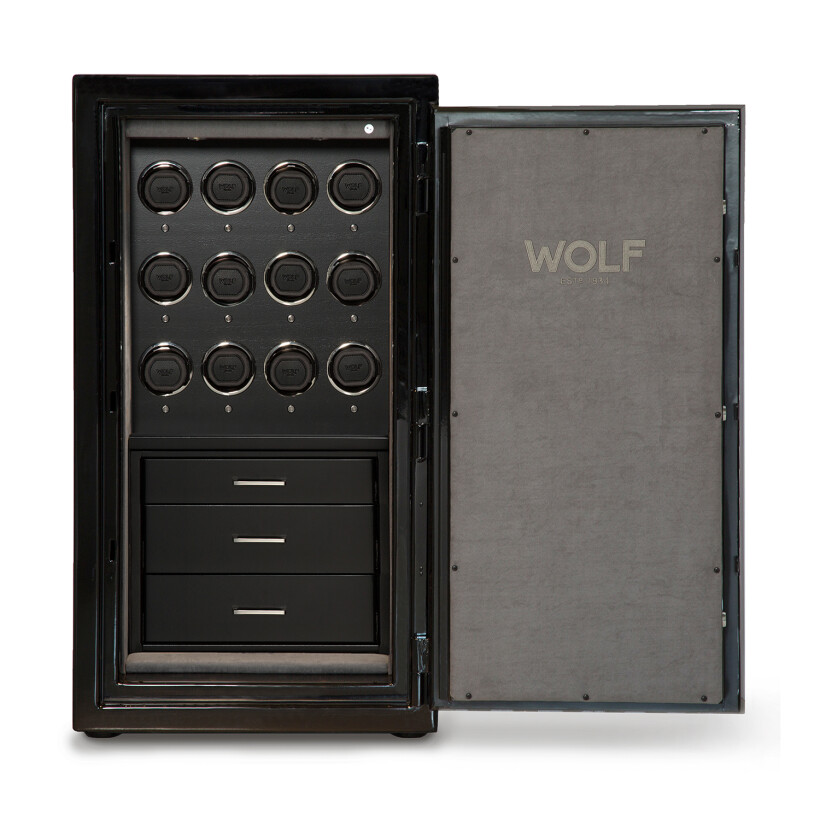 Coffre de rangement avec 12 remontoirs pour montres automatiques Wolf 1834 Atlas en titane noir