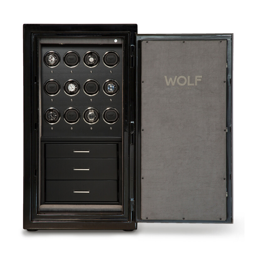 Coffre de rangement avec 12 remontoirs pour montres automatiques Wolf 1834 Atlas en titane noir