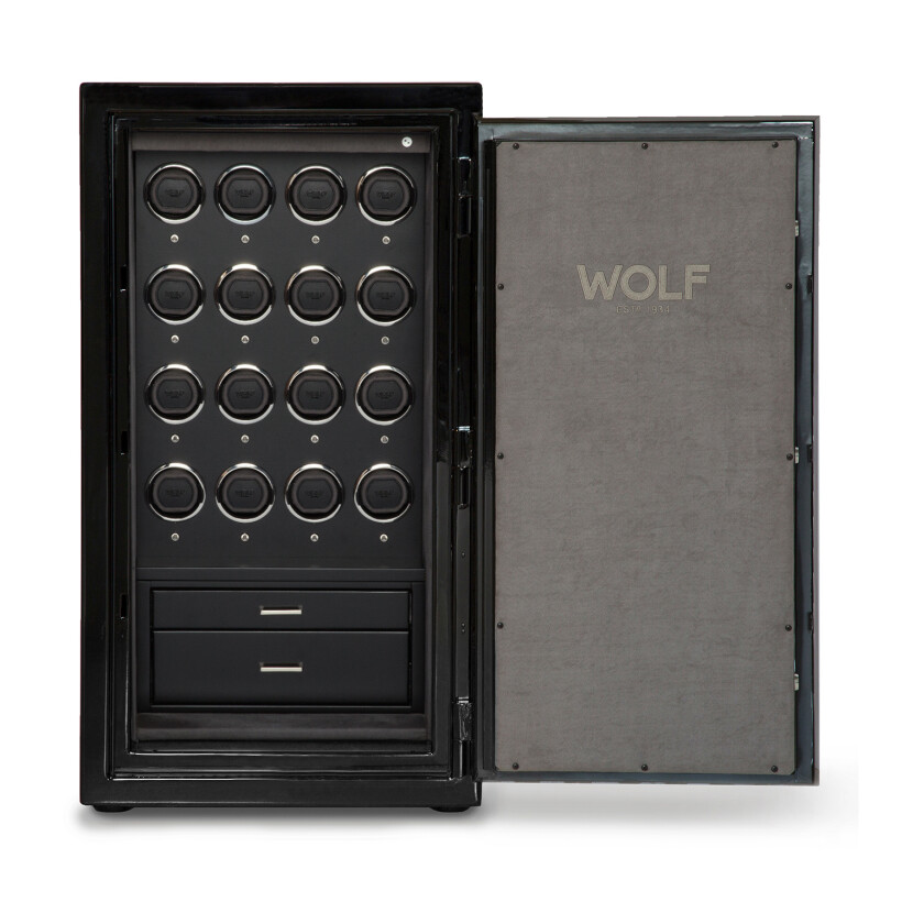 Coffre de rangement avec 16 remontoirs pour montres automatiques Wolf 1834 Atlas en titane noir