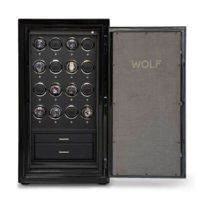 Coffre de rangement avec 16 remontoirs pour montres automatiques Wolf 1834 Atlas en titane noir