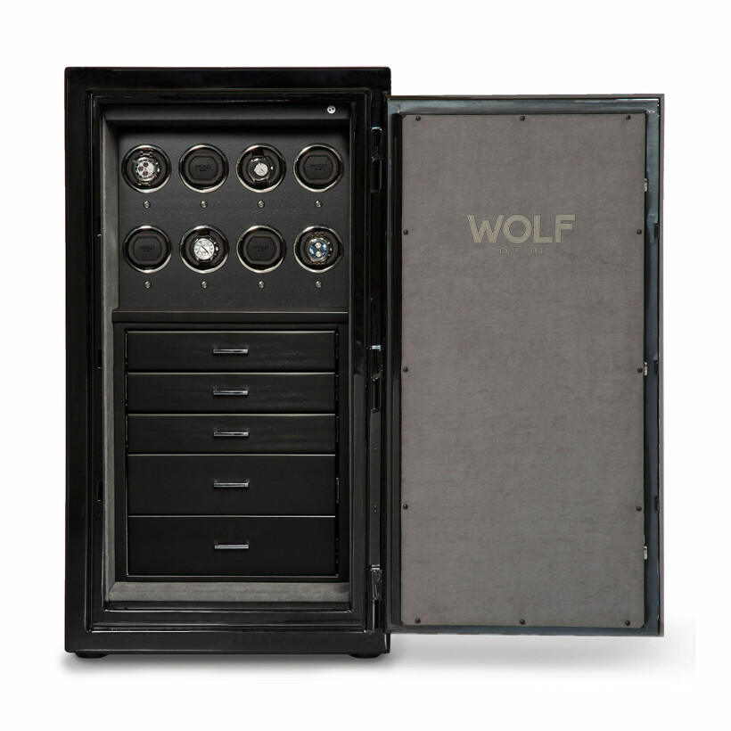 Coffre de rangement avec 8 remontoirs pour montres automatiques Wolf 1834 Atlas en titane noir