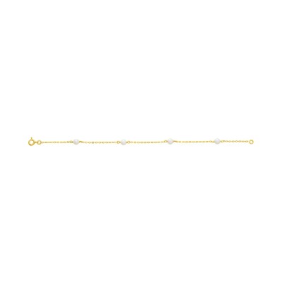 Bracelet en or jaune et perle de culture, taille 18cm