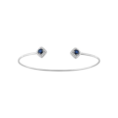 Bracelet en or blanc, saphir et oxyde de zirconium