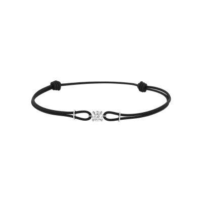 Bracelet corde en or blanc et oxyde de zirconium