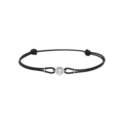 Bracelet corde en or blanc et oxyde de zirconium