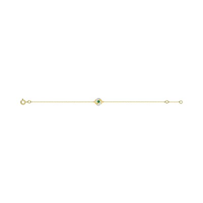 Bracelet en or jaune et émeraude