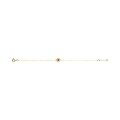 Bracelet en or jaune et rubis