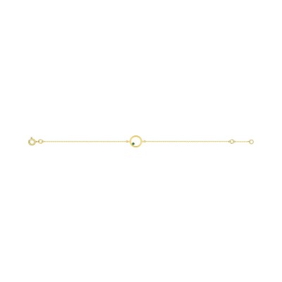 Bracelet en or jaune et émeraude