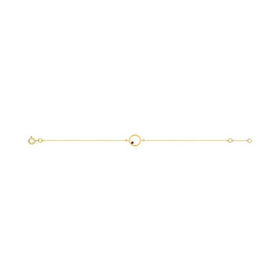 Bracelet en or jaune et rubis