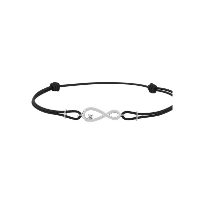 Bracelet corde en or blanc et oxyde de zirconium