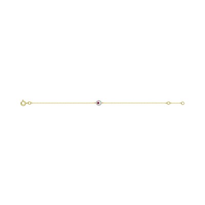 Bracelet en or jaune, rubis et oxyde de zirconium