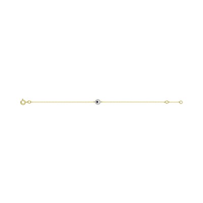 Bracelet en or jaune, saphir et oxyde de zirconium