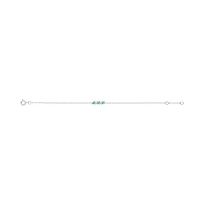 Bracelet en or blanc, émeraude et oxyde de zirconium