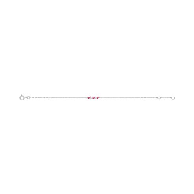 Bracelet en or blanc, rubis et oxyde de zirconium