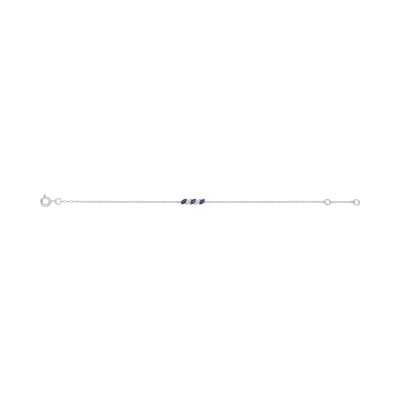 Bracelet en or blanc, saphir et oxyde de zirconium
