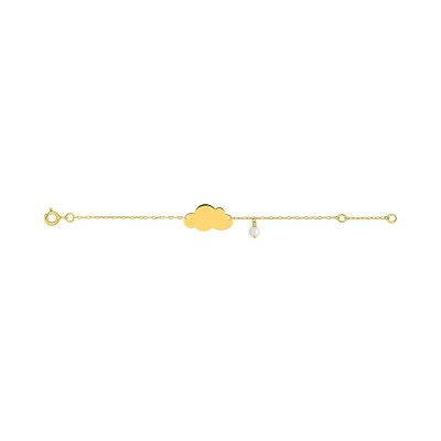 Gourmette bébé en or jaune et perle de culture