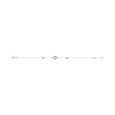 Bracelet en or blanc, topaze bleue et oxyde de zirconium