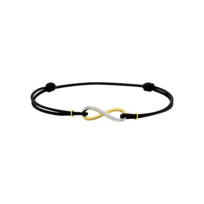 Bracelet corde en or jaune et oxyde de zirconium